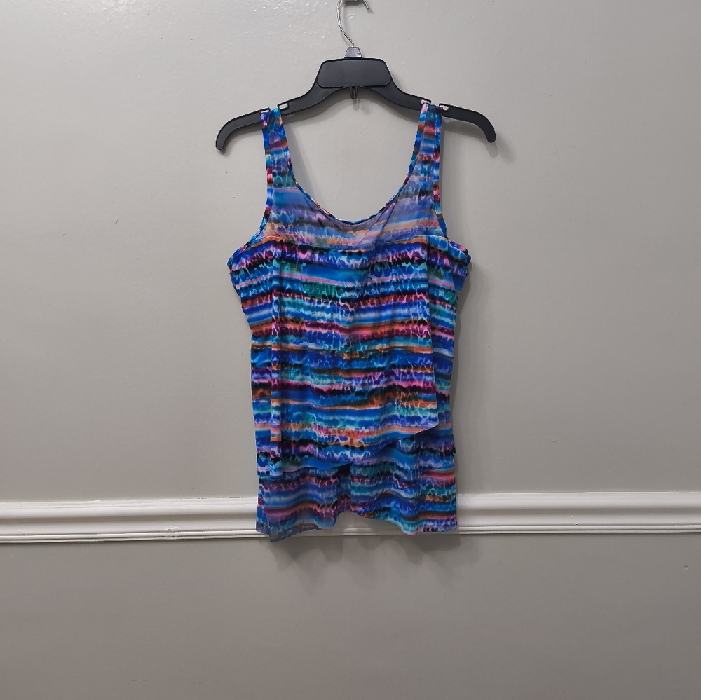 Miraclesuit Women's Sz14 Animal Spectrum Mirage Underwire Tankini Top Multicolor
